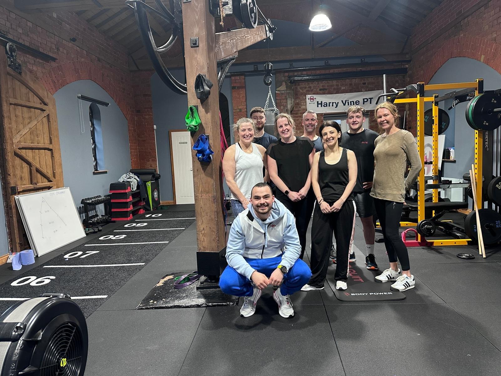 HVPT members and Harry in the gym