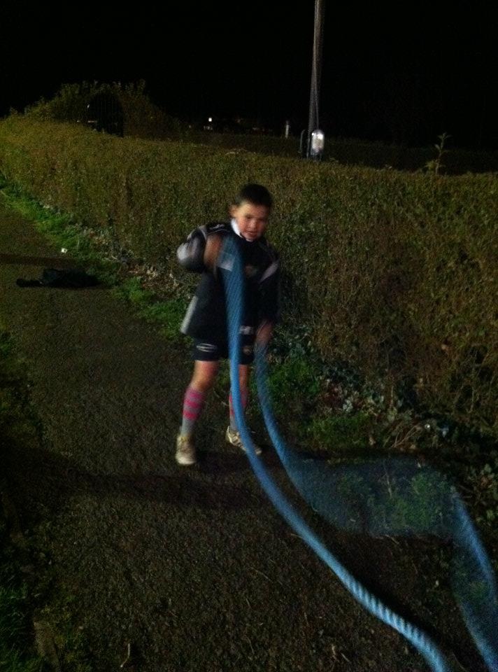 Harry doing battle ropes